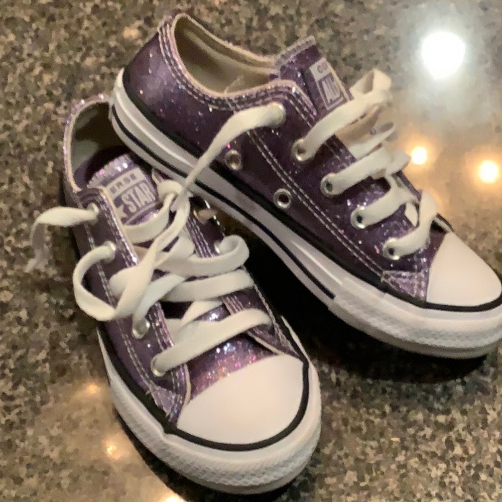 Girls Purple Glitter Converse